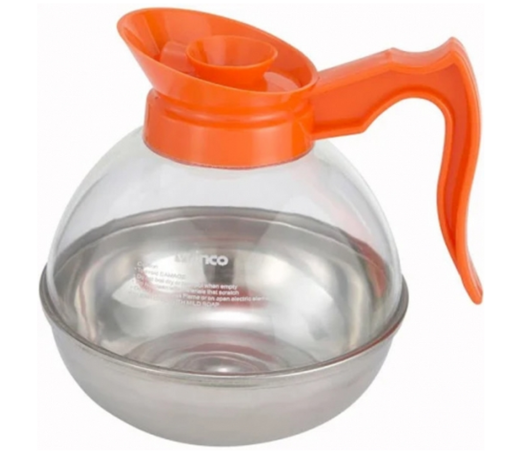 Winco, Coffee Decanter/Pot with Stainless Steel Base (Black/Orange Top)
