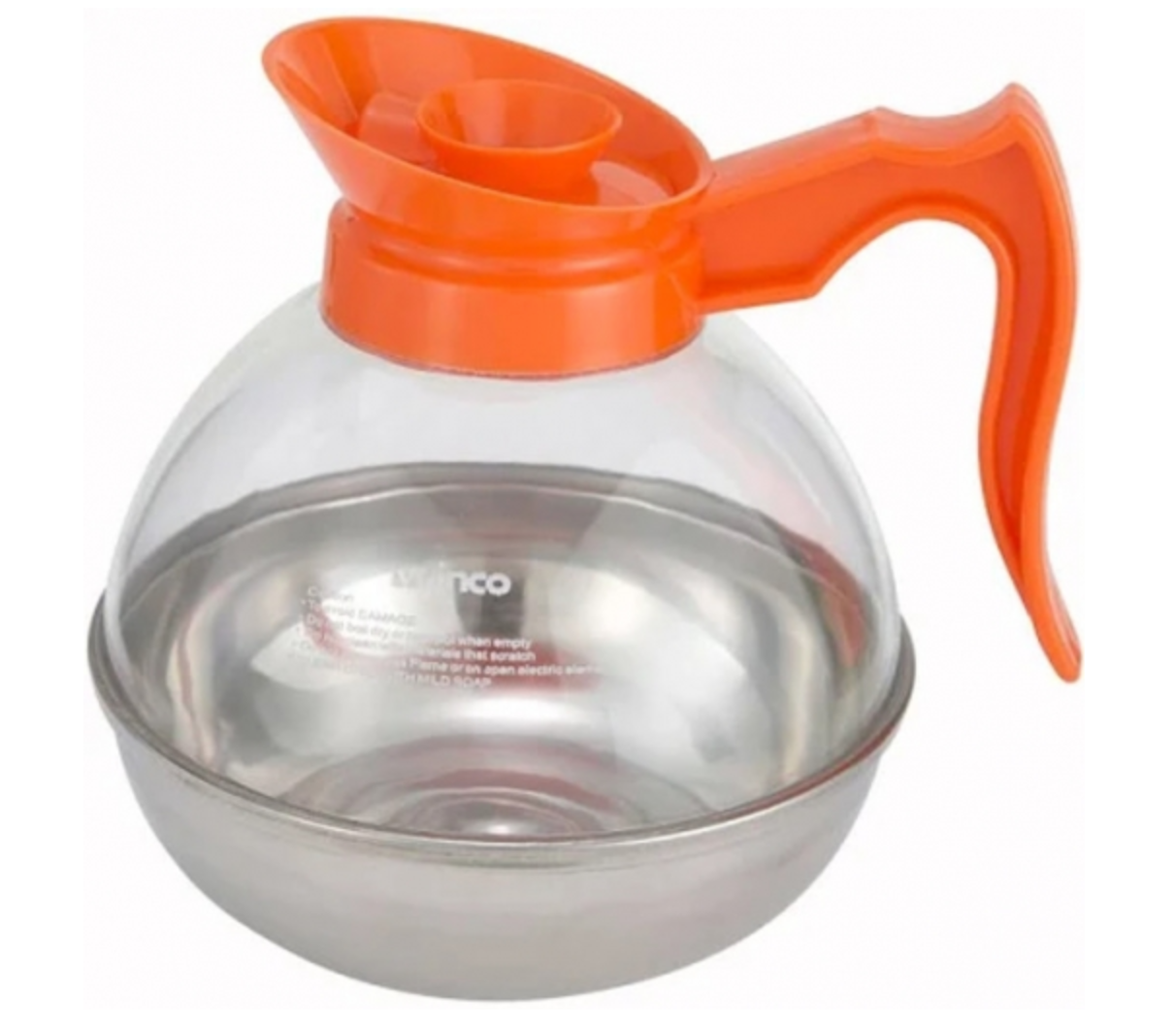 Winco, Coffee Decanter/Pot with Stainless Steel Base (Black/Orange Top)