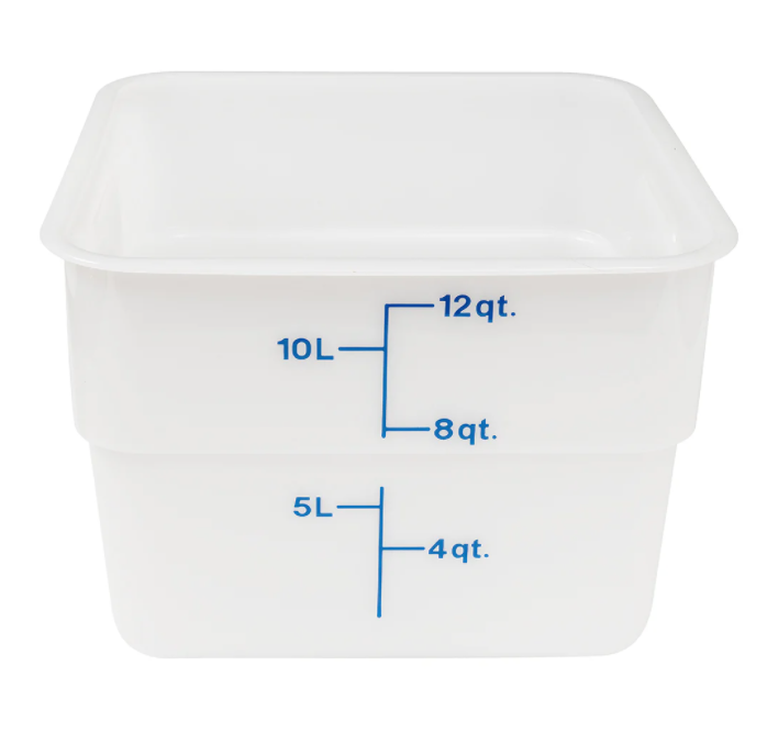 Thunder Group, 12 Quart White Polypropylene Square Storage Container