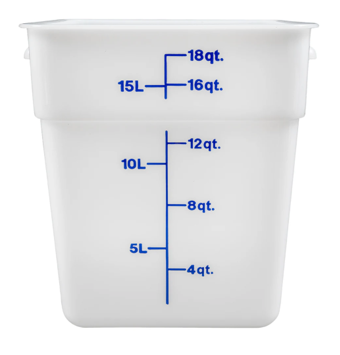 Thunder Group, 18 Quart White Polypropylene Square Storage Container