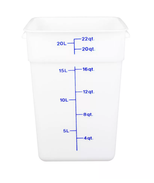 Thunder Group, 22 Quart White Polypropylene Square Storage Container