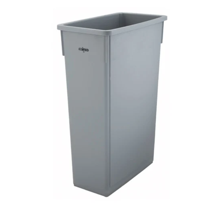 Winco, 23 Gallon Slender Trash Can (Black / Gray)